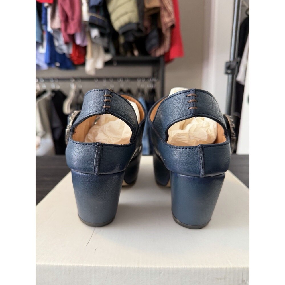 John Fluevog Guide Mary Jane Blue Leather Platform Heels Women’s 8 EUC Box - Picture 5 of 11